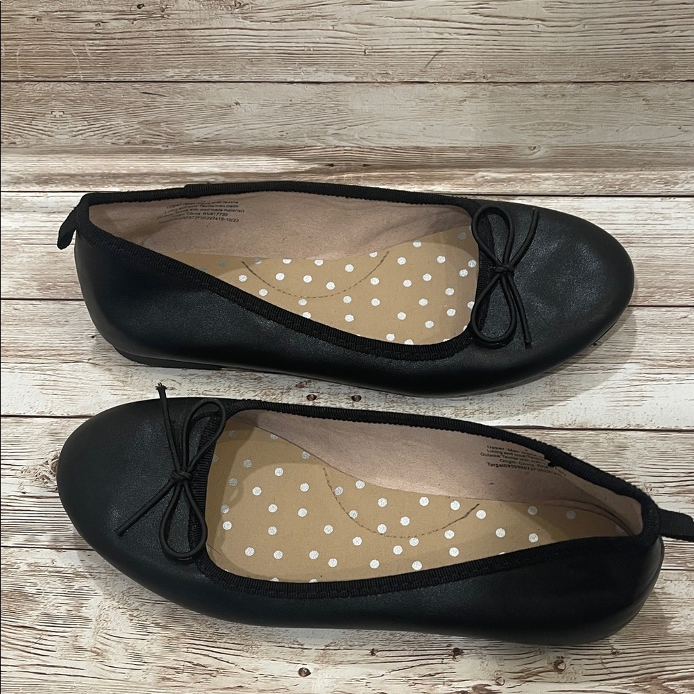 Cat & Jack Black Ballet Flats with Bow Preloved - Picture 7 of 7